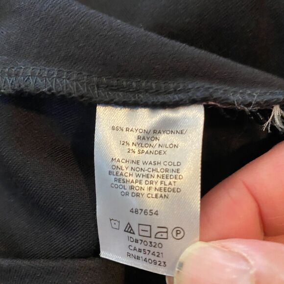 Minimalist Quiet Luxury LOFT Black Dress Long Sleeve Tie Waist Contrast Stitch 6 - Picture 11 of 12